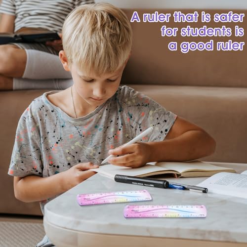 Grevosea 2-Piece Flexible Ruler, 15cm/6inch Plastic Shatterproof Straight Edge Soft Bendable Ruler for School, Classroom, Office, Kids & Adults - size: 6inch