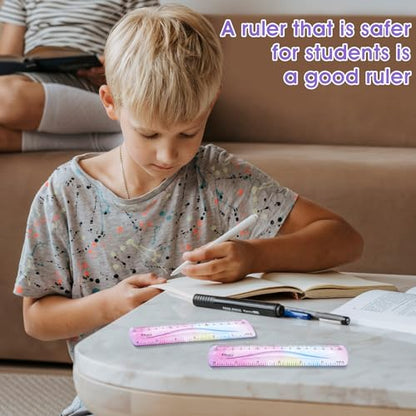 Grevosea 2-Piece Flexible Ruler, 15cm/6inch Plastic Shatterproof Straight Edge Soft Bendable Ruler for School, Classroom, Office, Kids & Adults - size: 6inch