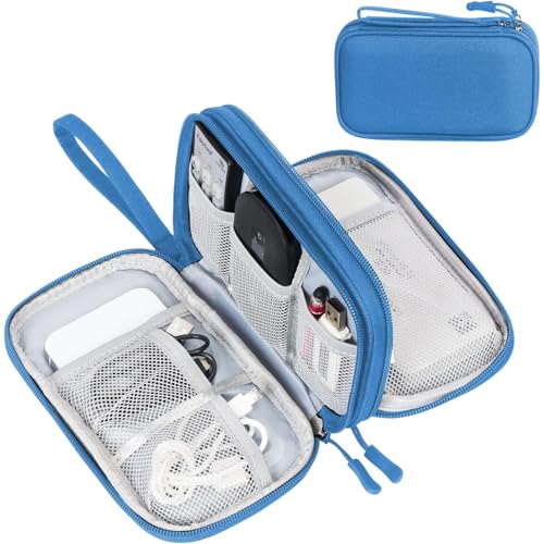 FYY Electronic Organizer, Travel Tech Pouch Bag, Cable Organizer Cyan - color: Cyan, size: 7.5 x 4.3 x 2.2 inches