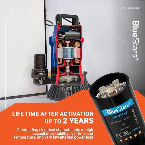 [Upgraded] BlueStars 189-227 MFD uF 125VAC Capacitor - size: 189-227 MFD 110-125 VAC