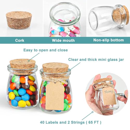 Ritayedet 3.4 Oz Small Glass Jars With Lids, 40 Pack Wedding Favors