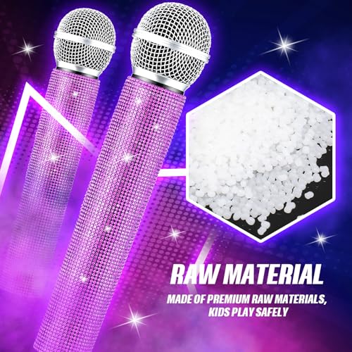 Sanwuta Fake Microphone Prop, Sparkly Bling Rhinestones Mic, Purple - color: Purple