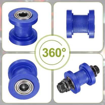 PATIKIL 10mm Grooved Roller Pulley Tensioner Blue Chain Roller Pulley - color: Blue