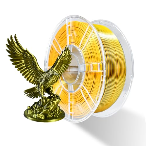 iBOSS PLA+ 3D Printer Filament, PLA Plus Filament 1.75mm Silk Black Gold Shiny Silk Dual Color Filament, 3D Printing Filament 1KG/2.2lb Dimensional Accuracy +/- 0.02mm Fit Most FDM Printers - color: B_ Dual Silk Black Gold