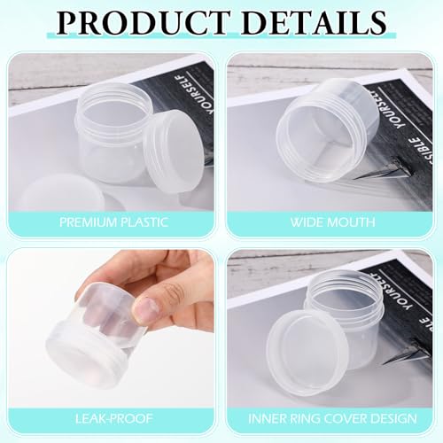 Meanplan 100 Pcs 1.7 oz Clear Plastic Container Jar with Lid Leak Proof - color: Clear, size: 1.7 oz