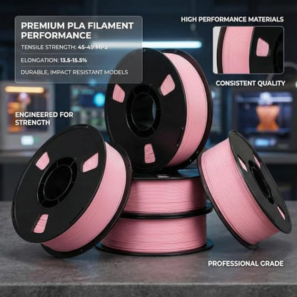 Matte PLA + 3D Printer Filament,PLA + Filament 1.75mm, Neatly Wound 3D Printing Filament 1.75mm, Dimensional Accuracy +/- 0.02 mm, Fit Most FDM 3D Printers, 1kg Spool (2.2lbs) (Pink) - color: Pink