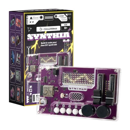CircuitMess DIY Music Machine Kit | Build Your Own Synthesizer & Light Show | STEM Electronics Kit for Kids & Teens (Ages 9+) (Synthia 2.0)