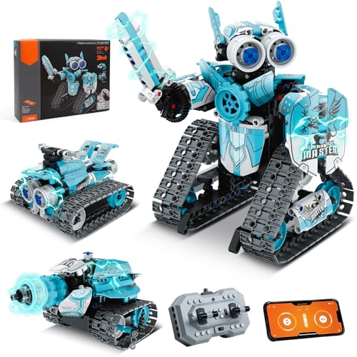 3 in 1 Robot Building Kits for Kids - STEM Birthday Gifts for 6 7 8 9 10 11 12+ Year Old Boys - Educational DIY Science Projects, Robotics Toys with APP & Remote Control