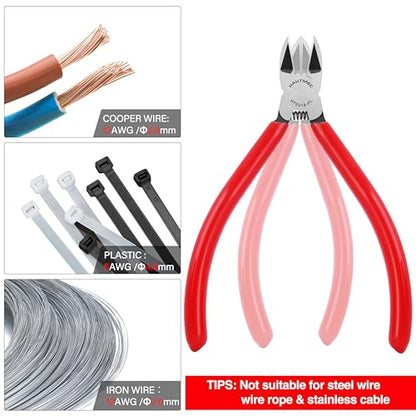 HAUTMEC 6" Flush Cutters Ultra Sharp Flush Cut Pliers Small Wire Cutters for Crafting, Spring Loaded and Non-slip Grip Wire Snips for Plastic, Jewelry Marking, Zip Tie, Artificial Flowers, HT0318 - color: 6 Inch-1pcs