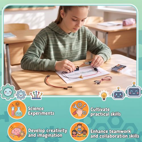 Soulchen 24 Sets STEM Electric Circuit Kit Bulk Basic Circuits Science Bulb Light Experiments for Beginners STEM Projects Circuit Board Building Kits Teaching Teachers Parents Experiment Educational