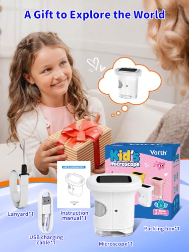 1000X Handheld Digital Microscope for Kids, 2.4" IPS Screen STEM Toys - color: White