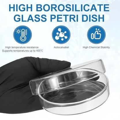 PATIKIL 5Pcs Glass Petri Dish w/Lid, 75mm H Autoclavable Culture Dishes - size: 75 mm