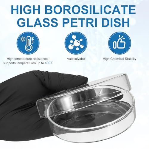 PATIKIL 5Pcs Glass Petri Dish w/Lid, 60mm H Autoclavable Culture Dishes - size: 60 mm