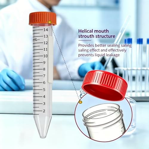 15ml Conical Centrifuge Tubes,25-Pack Sterile Polypropylene Test Tubes with Leak-Proof Screw Caps & Graduated Marks for Lab Use (15mL-25Pcs) - size: 15mL-25Pcs