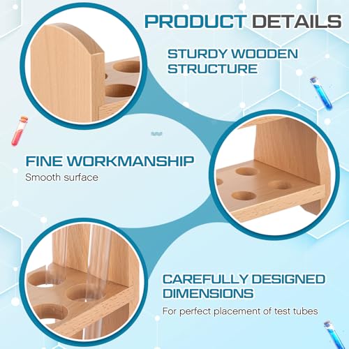CroBlissful Wooden Test Tube Rack Accommodates Multiple Tubes up to 28mm 10.2" Wide Laboratory Wood Construction Test Tube Holder(1 Pcs,12 Holes) - style: 12 Holes