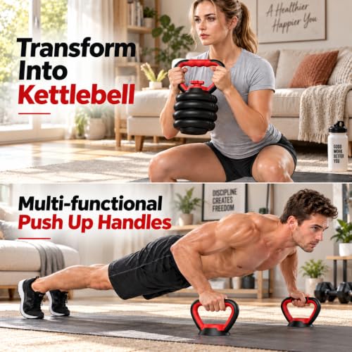 5-in-1 Adjustable Dumbbell Set, Barbell & Kettlebell for Home Gym - color: 20LB (Total)