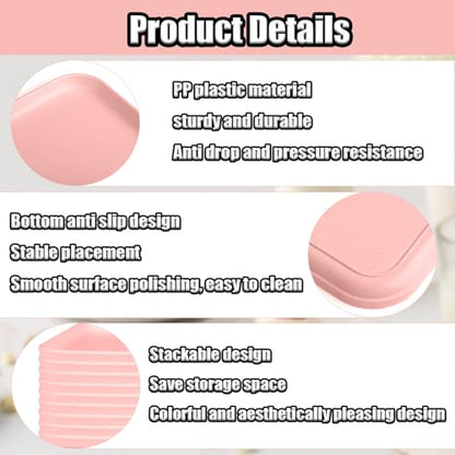 Plastic Serving Trays, 12 Pack Cafeteria Trays Plastic Fast Food Tray for DIY Projects, Painting, Beads, Organizing Supply, 9.4 X 6.7 X 0.6 Inches (Light Pink) - color: Light Pink