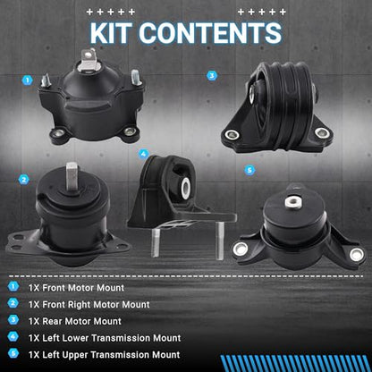 Front & Rear Engine Mount Kit Motor Mount - size: For 2013-2017 Honda Accord 2.4L