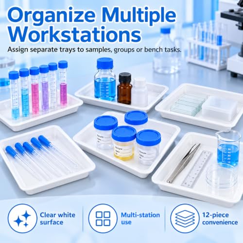 DOITOOL 12 Pcs Lab Trays, Chemical Resistant PP Spill Containment Trays