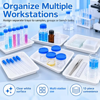 DOITOOL 12 Pcs Lab Trays, Chemical Resistant PP Spill Containment Trays