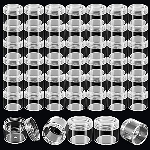 HOIGON 96 Pieces 20g 20ml Clear Plastic Sample Containers, Leak-Proof Round Cosmetic Jars with Lids, Small Pots for Creams, Lotions, Makeup, Colored Acrylics