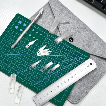 Precision Craft Knife Set with 36 Blades, Cutting Mat & Felt Pouch