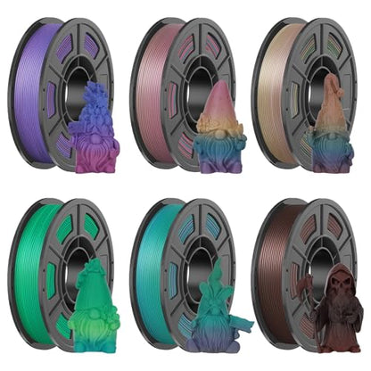 Matte Rainbow PLA 3D Printer Filament Bundle, 1.75 ±0.03mm, 6×250g - color: 6×250g Matte Rainbow