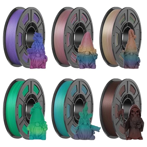 Matte Rainbow PLA 3D Printer Filament Bundle, 1.75 ±0.03mm, 6×250g - color: 6×250g Matte Rainbow