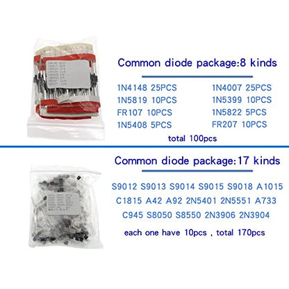 1390pcs Electronic Component Kit LED Diodes Resistors Capacitors Transistor