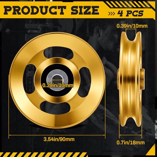 Soulchen 2-14 Pcs Aluminum Cable Pulley Wheel 90/95mm - color: Gold, size: 90 mm