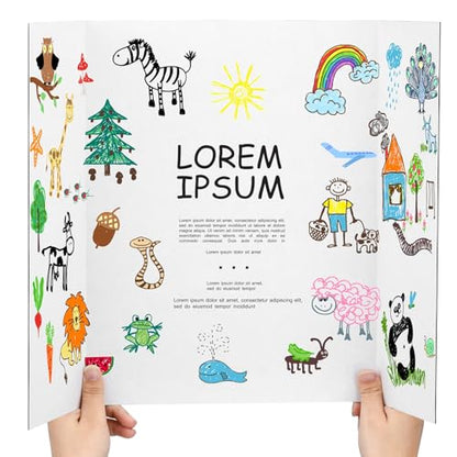 4 Pcs Trifold Poster Board, 21.5x14 inches Small White Poster Board Comes with Sticky Accessories, Corrugated Presentation Boards, Display Board for School Projects, Business Presentations - size: 21.5x14 in, style: 4 count