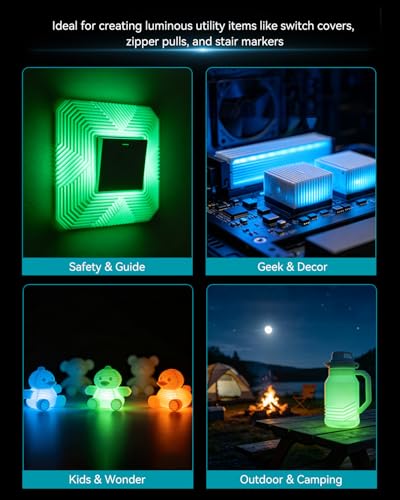SUNLU 2KG Glow in the Dark PLA Filament 1.75mm, Glow Blue+Glow Green - color: Luminous Pla, Glow Blue+glow Orange