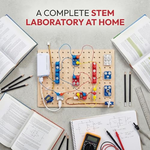 Hape Lab Box Circuit Explorer Boost - STEAM Science Kit for Kids 8+, DIY Electronics & Circuit Building Experiments, 40 Pieces Educational Toy with Motor & LED Lights