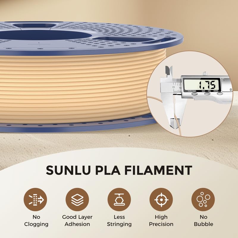 SUNLU Real Wood Fiber PLA Filament 1.75mm, 1KG (2.2LBS), Maple Wood - color: A-woodpla-1kg-maplewood