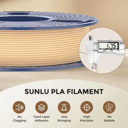 SUNLU Real Wood Fiber PLA Filament 1.75mm, 1KG (2.2LBS), Maple Wood - color: A-woodpla-1kg-maplewood