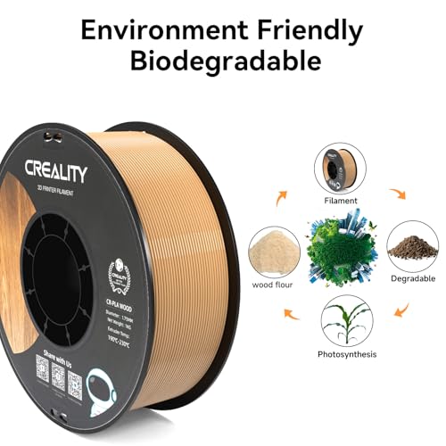 Creality 3D Printer Filament Wood PLA 1.75mm 2KG, Upgrade PLA+ Filament Strong Toughness No-Tangling Vacuum Packaging 3D Printing Filament Fit Most 3D Printers - color: Pla-2*1kg Wood