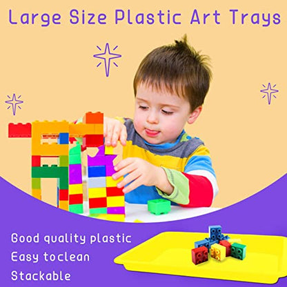 10 Pack Large Size Plastic Art Trays,13.4 * 9.8 * 1 inch - size: Large