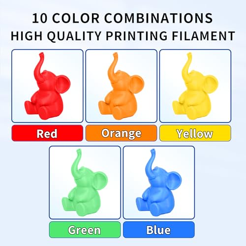 RAMBERY 10KG Multicolor PLA+ Filament Bundle 1.75mm, Toughness Upgraded 3D Printer Filament， 10-Pack 1KG Spool, Black/White/Silver/Taro Purple/Cherry Pink/Red/Orange/Yellow/Mint Green/Blue - color: Pla+ Black/White/Silver/Taro Purple/Cherry Pink/Red/Orang