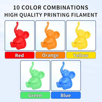 RAMBERY 10KG Multicolor PLA+ Filament Bundle 1.75mm, Toughness Upgraded 3D Printer Filament， 10-Pack 1KG Spool, Black/White/Silver/Taro Purple/Cherry Pink/Red/Orange/Yellow/Mint Green/Blue - color: Pla+ Black/White/Silver/Taro Purple/Cherry Pink/Red/Orang