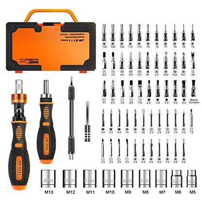 Precision Ratchet Screwdriver Set, JAKEMY 69 in 1 Household Screwdriver Home Repair Tool Kit, Disassemble Magnetic Rotating Ratchet Screwdriver Kit for Furniture/Car/Computer/Electronics Maintenance - color: Jm6111 - 69 in 1 Household