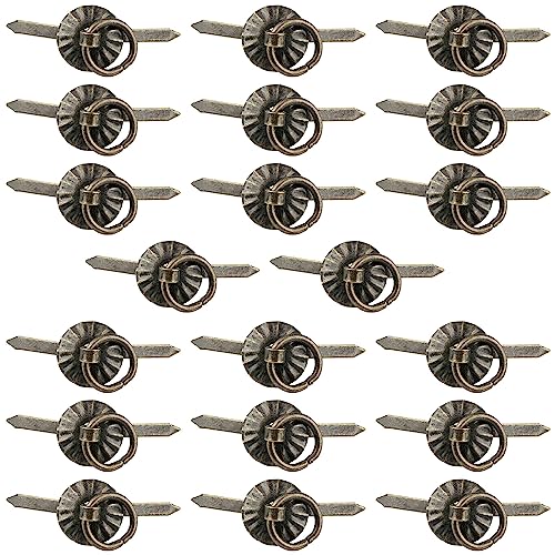 20Pcs Metal Brad Fasteners with Decorative Pull Rings, Pull Ring Handle - color: Small Bronze 20Pcs
