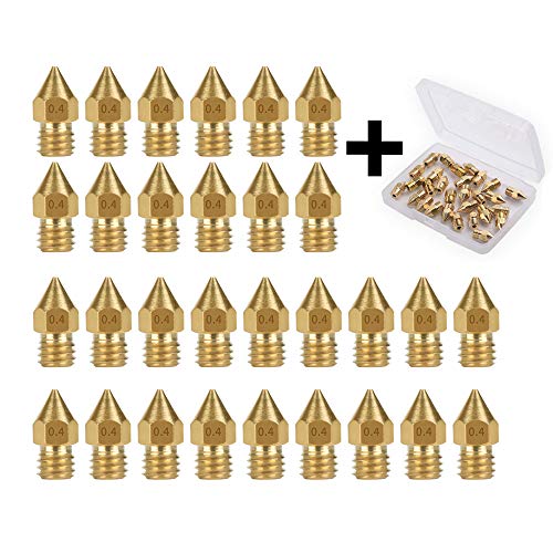 30PCS 0.4mm 3D Printer Extruder Nozzles for Anet A8 Makerbot MK8 Creality CR-10 S4 S5 Ender 3 3Pro 5 - size: 0.4mm
