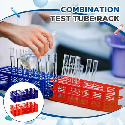 CroBlissful 4 Pcs 60 Hole Plastic Test Tube Rack Lab Holder Rack for 16mm/20mm Tube Detachable, Blue, Red - color: Blue,Red, size: 60 Hole