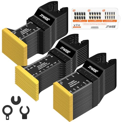 JTWEB 50PCS Titanium Oscillating Multitool Blades, Oscillating Tool Blades for Metal Nails Oscillating Saw Blades Metal Cutting, Multi Tool Blades Kits Wood Plastic for Milwaukee Rockwell Ryobi - color: 50PCS