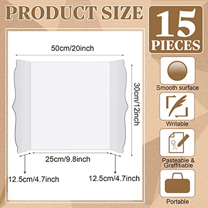 15 Pcs Small Trifold Poster Board Bulk 12 x 20 Inch Portable Trifold Posterboard Project Display Board Science Fair Foldable Presentation Cardboard for Photo Exhibition Meeting School(White) - color: White