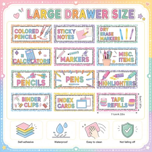 Tinlade 84 Pcs Teacher Toolbox Labels Composition Teachers Toolbox Labels for Classroom Teachers Tool Box Storage Stickers for Back to School Supplies Drawer Desk Organization Decoration Tag(Lively)