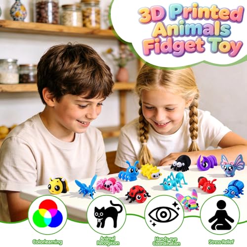 Celltestria 30Pcs 3D Printed Bugs Articulated Insect Animals Fidget Toys - style: 30Pcs 3D Printed Bugs