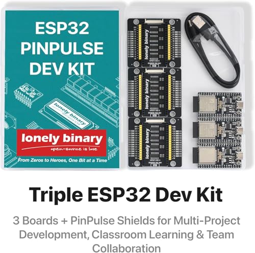 Lonely Binary 3-Pack ESP32 PinPulse Shield GPIO LED for C++ - size: 3-PACK (ESP32 + PinPulse Shield)