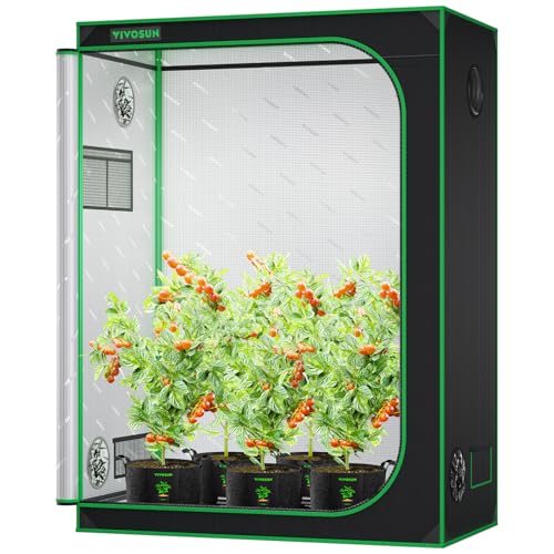 VIVOSUN 5x3 Grow Tent 60"x32"x80"High Reflective Mylar Tent Indoor Grow - size: 60"x32"x80"