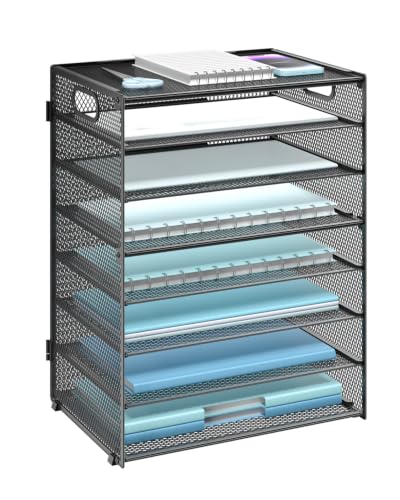 WALI Desk File Organizer, 8 Tier Desktop Paper Letter Tray Organizer with Handle, Office Desk Accessories & Workspace Organizers for Office, Home, School Supplies, 1 Pack, Black - color: Black, size: 8-Tier